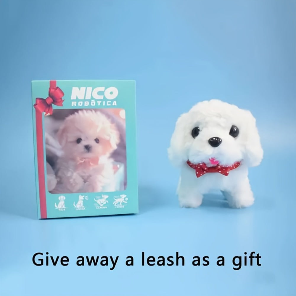Walking Barking Robot Dog Toy for Adults Teens, Plush Biomimetic Puppy with Expressive Eyes, One-Button Control
