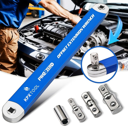 Offset Extension Ratchet Wrench Set with 1/4-, 3/8- and 1/2-Inch Adapters in Five Handle Colors