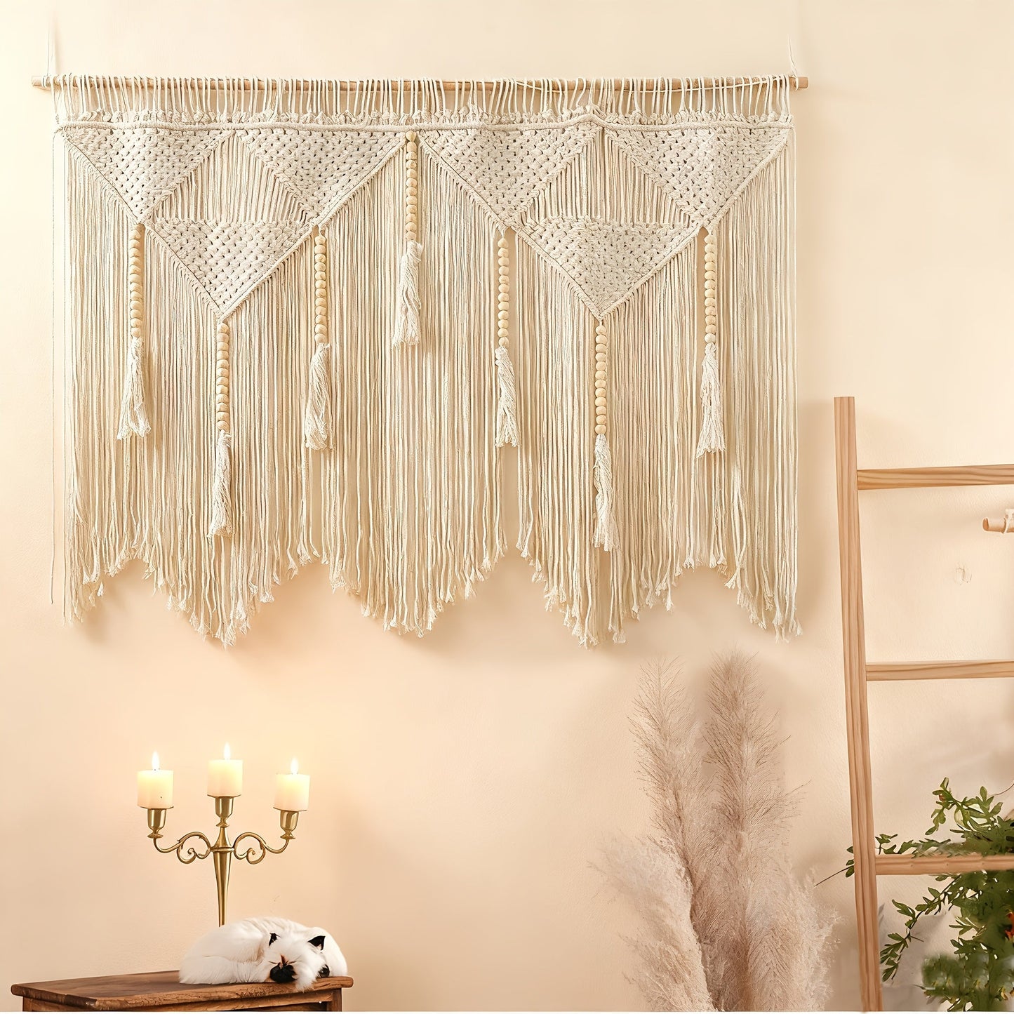 Bohemian Tapestry Wall Hanging – Large Boho Woven Wall Decor with Boho-Chic Patterns, Vertical Macrame Style Tapestry for Bedroom Living