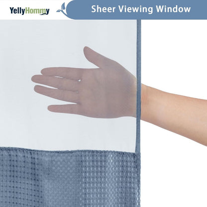 Waffle Shower Curtain with Liner Set Hookless Snap-In Double Layer Polyester Fabric Easy Clean for Bathroom Hotel Home Decor