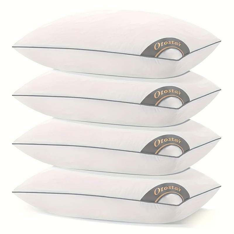 Hotel Quality Sleep Pillows Firm Support Cool-to-Touch Fiber Fill 2/4 Pack – Back Stomach Side Sleeper Pillow Set Soft Breathable Bed