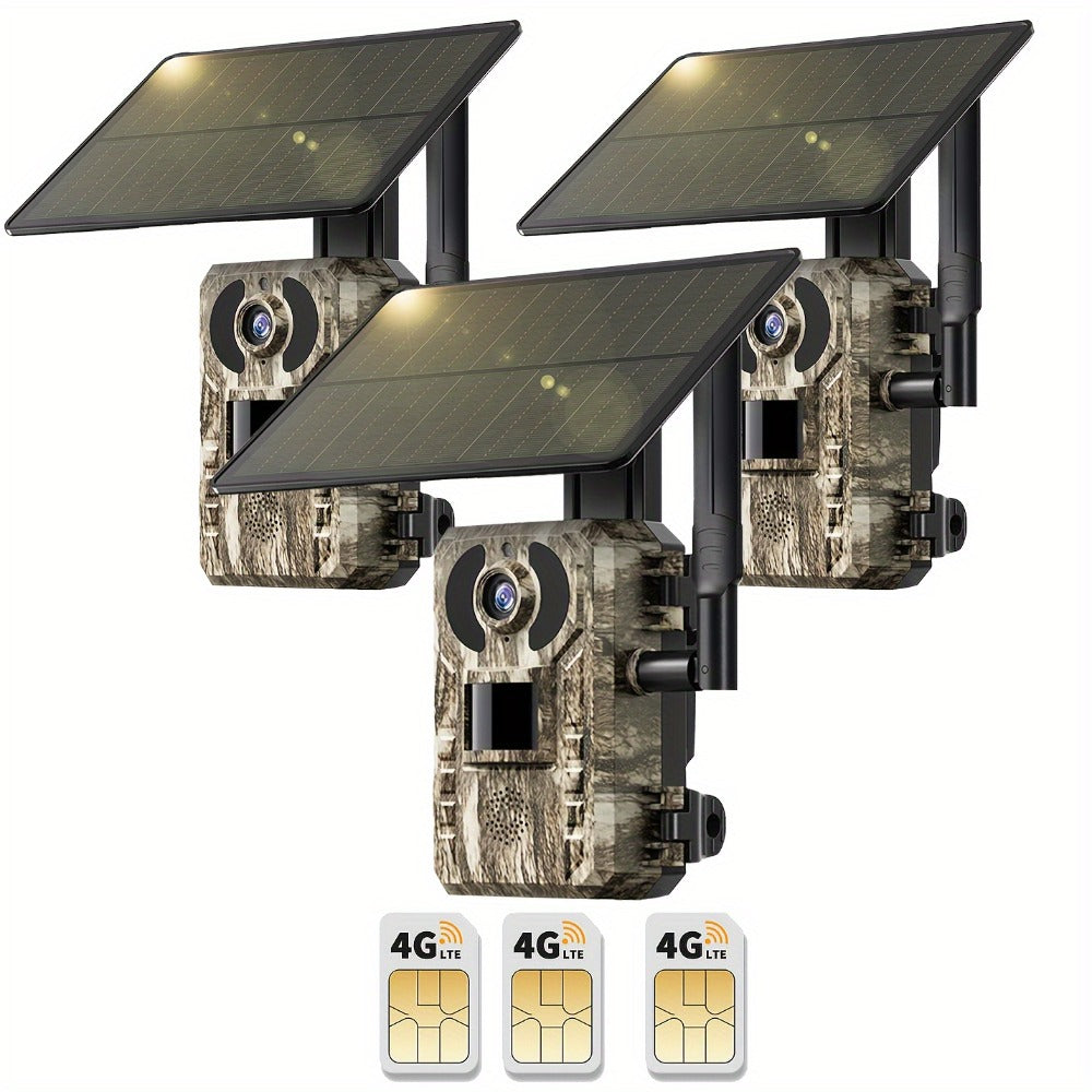 4G LTE Solar Trail Camera with App Alerts, Live View and Built-In SIM in One- to Four-Camera Packs