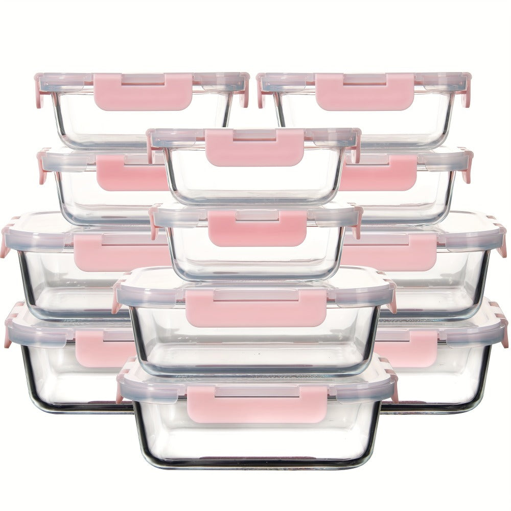 Glass Food Storage Containers with Airtight Lids – Borosilicate Glass Meal Prep Containers Set, Microwave Dishwasher Freezer Safe