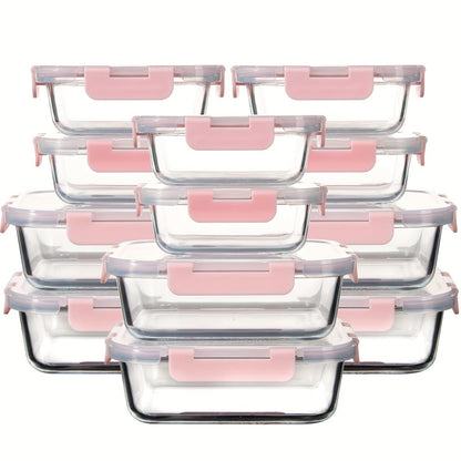 Glass Food Storage Containers with Airtight Lids – Borosilicate Glass Meal Prep Containers Set, Microwave Dishwasher Freezer Safe