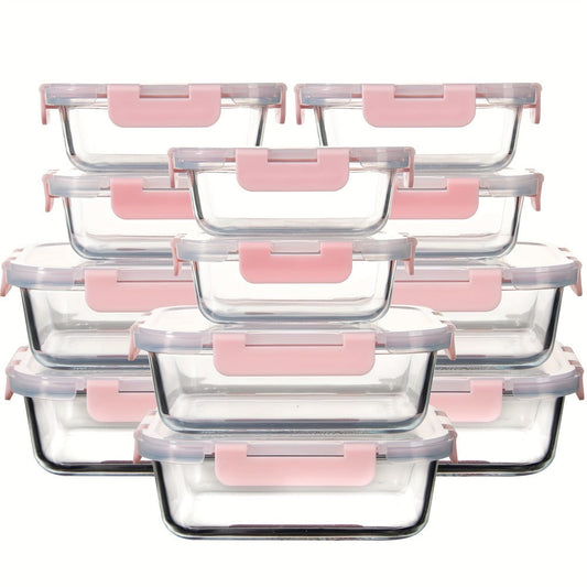 Glass Food Storage Containers with Airtight Lids – Borosilicate Glass Meal Prep Containers Set, Microwave Dishwasher Freezer Safe