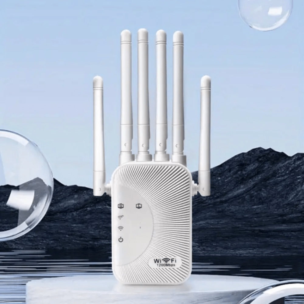 Ourlife WiFi Extender 11000 Sq Ft 6-Antenna 360° - 2.4GHz Signal Enhancer with Ethernet Port, Plug and Play