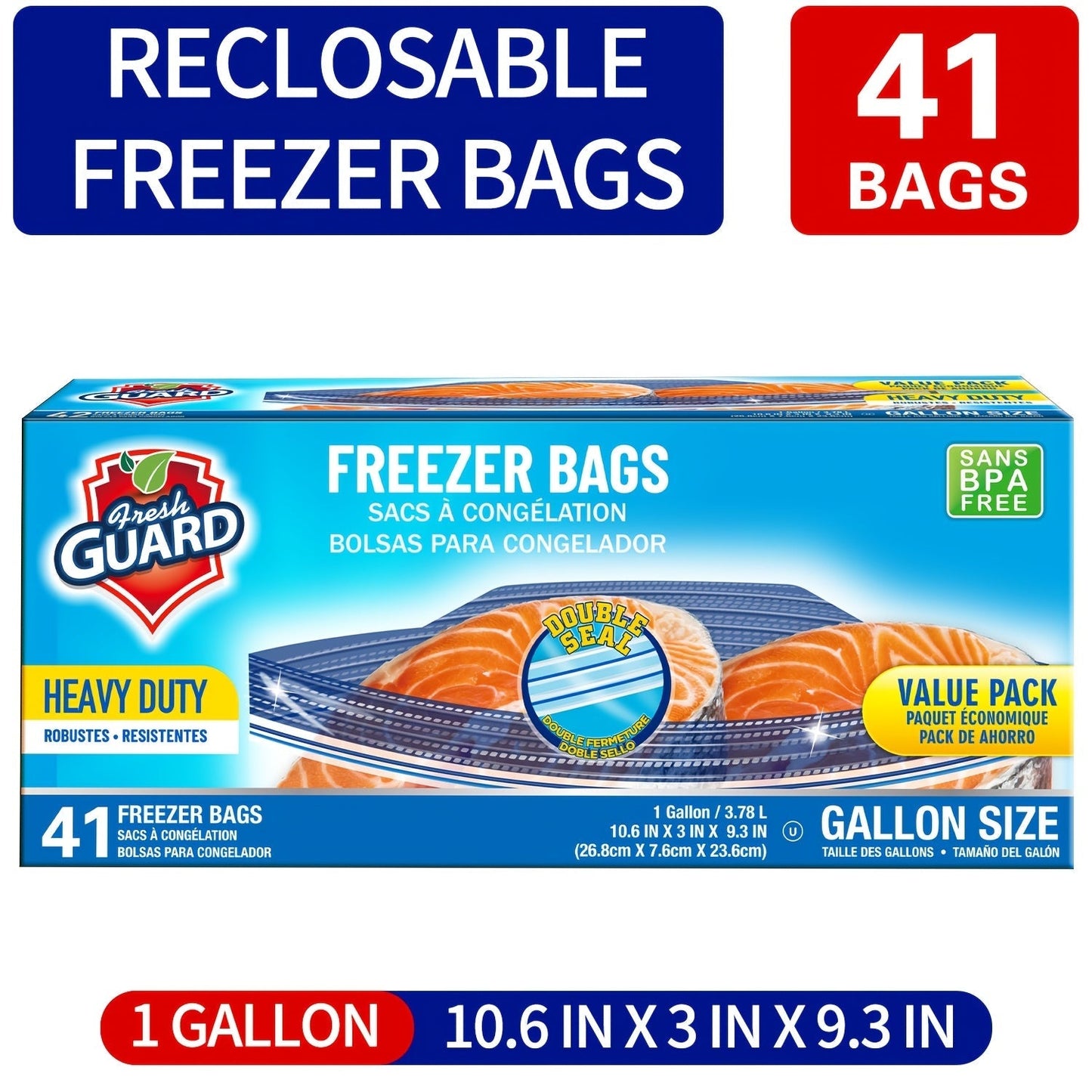 Freezer Storage Bags Resealable, Sturdy Bulk Food Storage Bags with Easy-Open Tabs for Freezer & Refrigerator