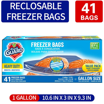 Freezer Storage Bags Resealable, Sturdy Bulk Food Storage Bags with Easy-Open Tabs for Freezer & Refrigerator