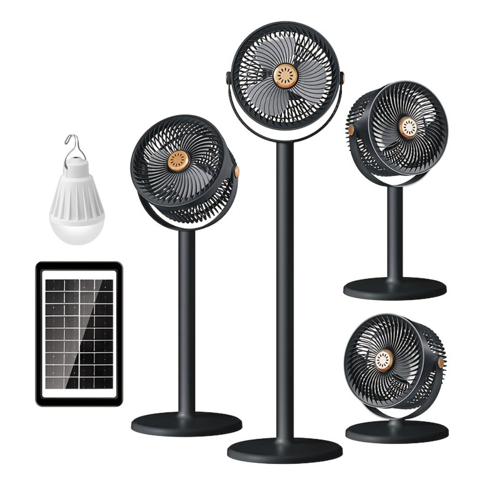 Solar Floor Fan 33-Inch Rechargeable 4000mAh USB Standing Fan Power Bank 2-in-1 360° Tilt for Entryways, Bedrooms and Living Spaces
