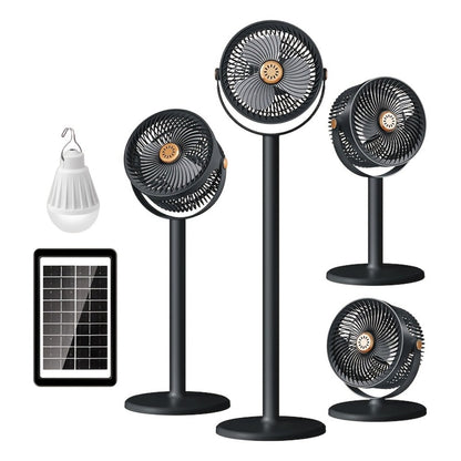 Solar Floor Fan 33-Inch Rechargeable 4000mAh USB Standing Fan Power Bank 2-in-1 360° Tilt for Entryways, Bedrooms and Living Spaces