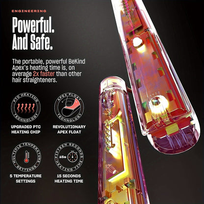 Hair Straightener Flat Iron 2-in-1 Curling Iron, 460°F Professional Ceramic Plates, 15s Fast Heating