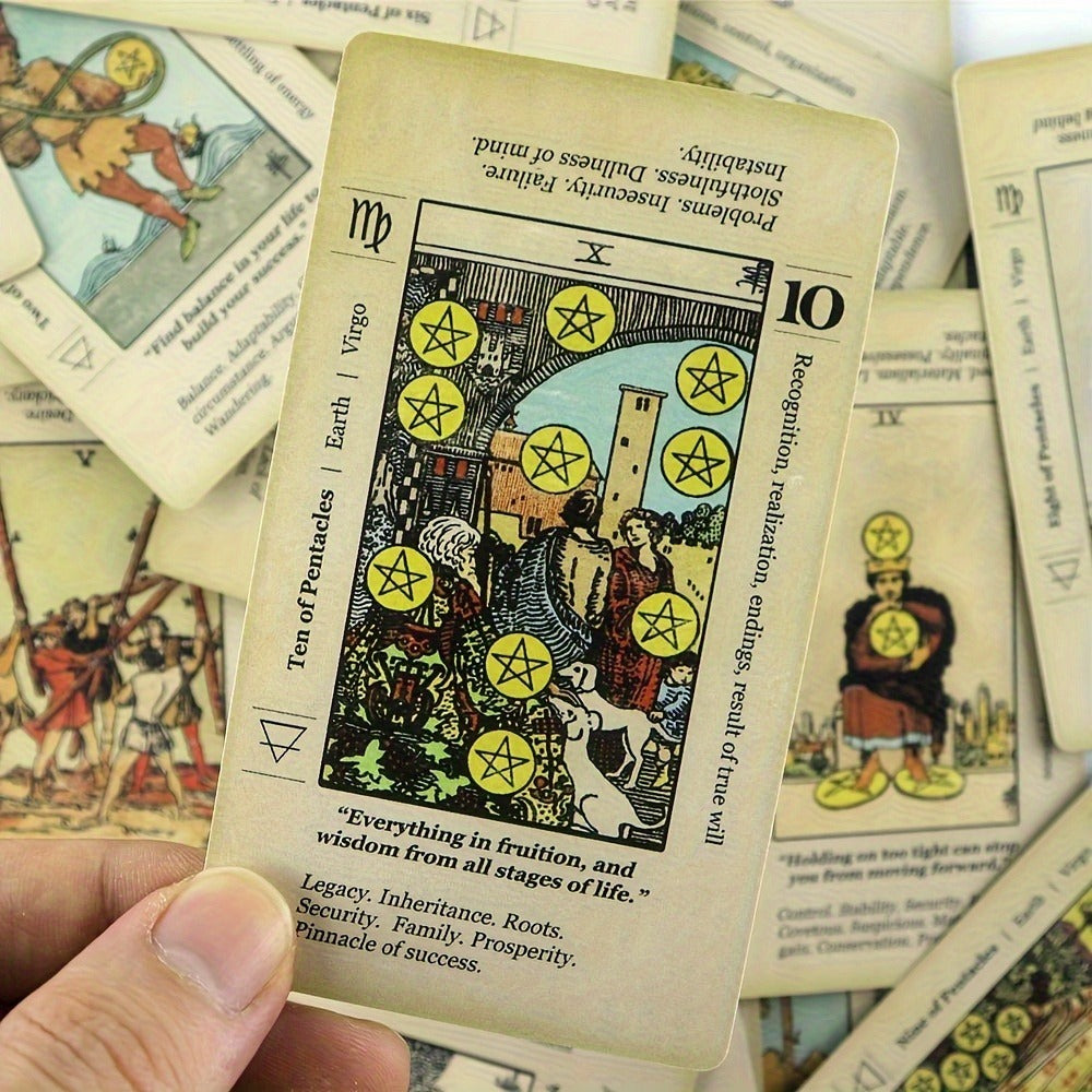 Tarot Cards 78-Card Deck with PDF Guidebook for Beginners – Complete Vintage Spiritual Reading Set, Full Major & Minor Arcana