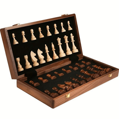 Folding Chess Set 33 Pieces with Board & Gift Box – Travel Portable Strategy Game for Kids Adults Beginners