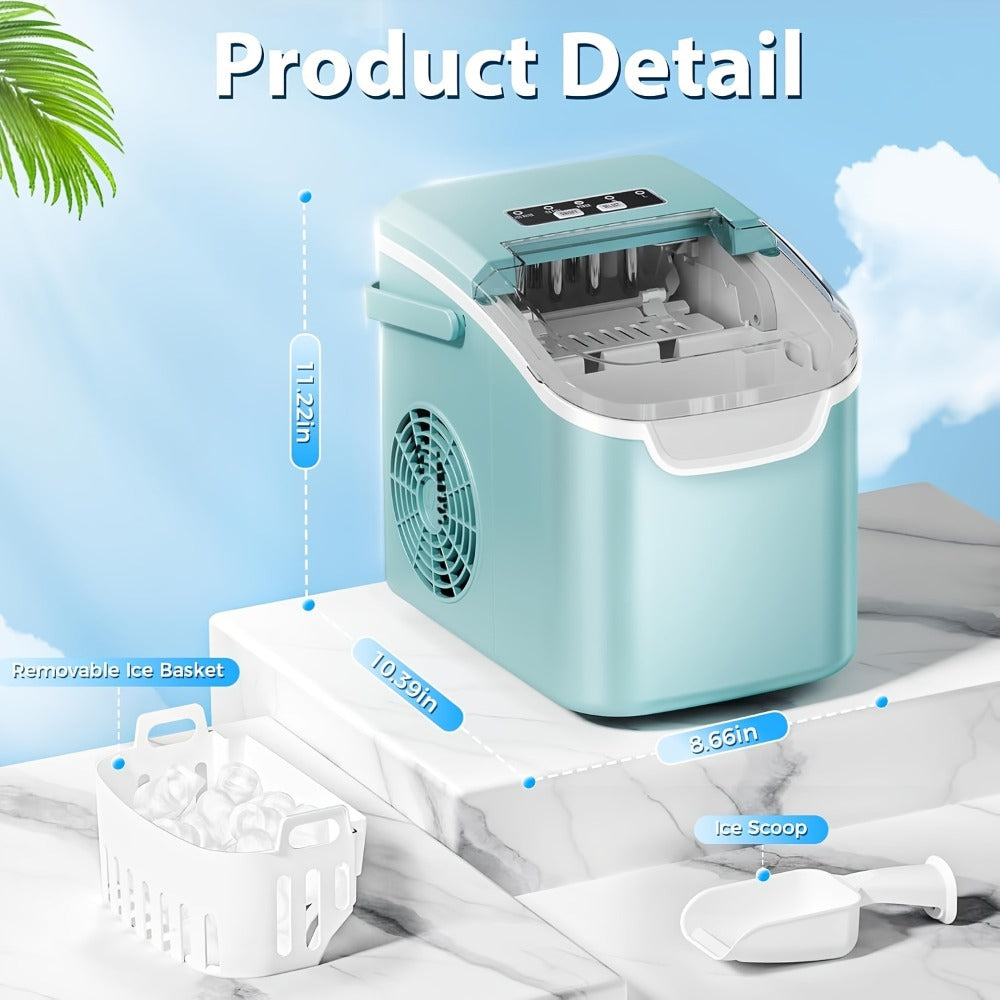 Countertop Ice Maker Per Day - 9 Ice Cubes Ready in 6 Minutes, Portable Ice Machine with Self-Cleaning