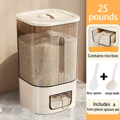 Airtight Rice Container with Measuring Cup, Large Moisture-Proof Rice Dispenser for Rice, Grains