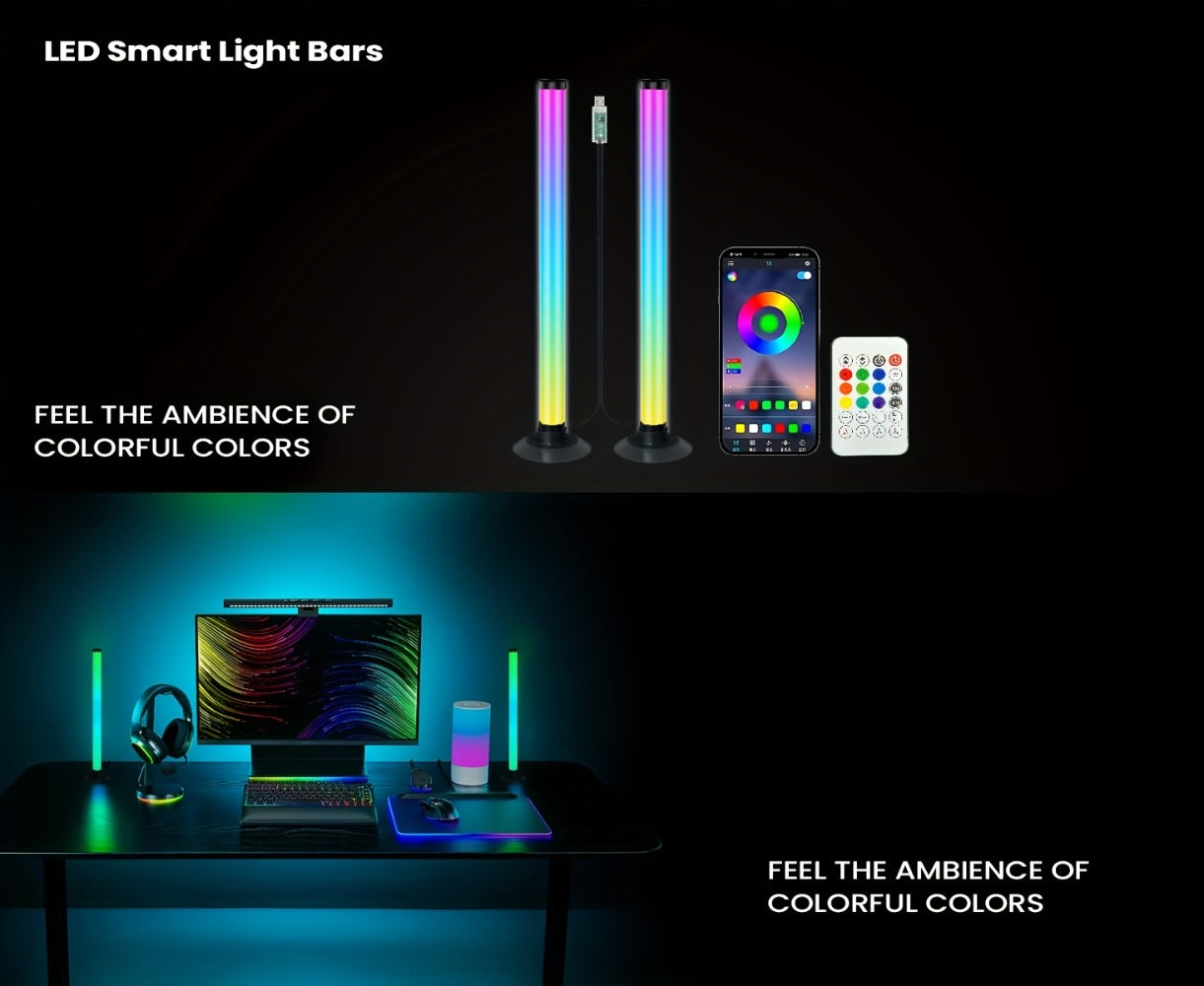 RGBIC LED Light Bar Music Sync RGB Ambient Lighting USB Powered 64+ Modes 16 Million Colors App, for Home, Desk and Accent Lighting