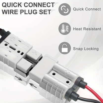 SB50 Anderson Connector Plug with 10FT Wire – Double SB50 Battery Harness Cable for RV, Winch, Trailer, Golf Cart & Electric Vehicle Quick