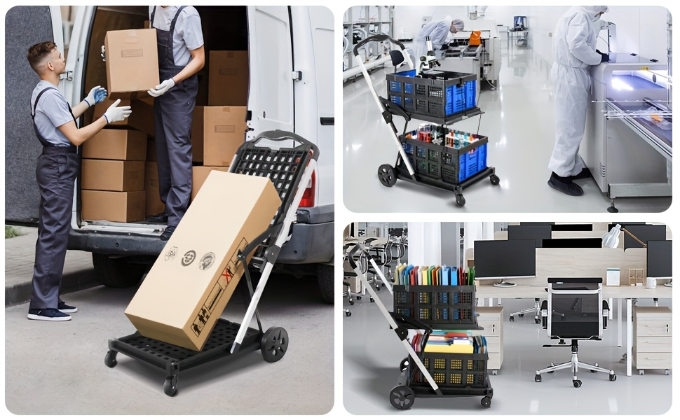 Two Tier Cart with 2 Storage Crates 360° Swivel Wheels, for Garden, Patio and Yard Use, with the Listed Configuration