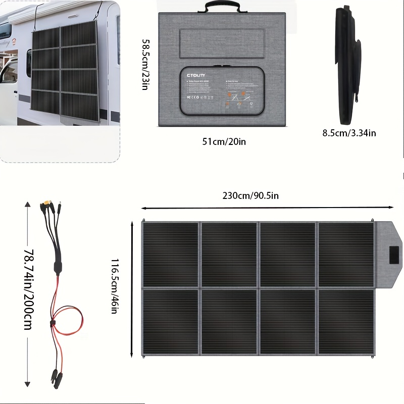 Monocrystalline High Power Solar Panel, 400W/200W/100W Portable Solar Panel, Foldable Solar Blanket