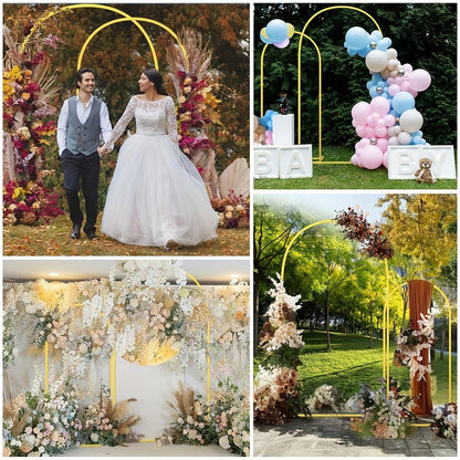 2-Piece Wedding Arch Backdrop Frame Set 7.2FT+6FT Metal Balloon Arch Stand for Wedding for Entryways, Bedrooms and Living Spaces