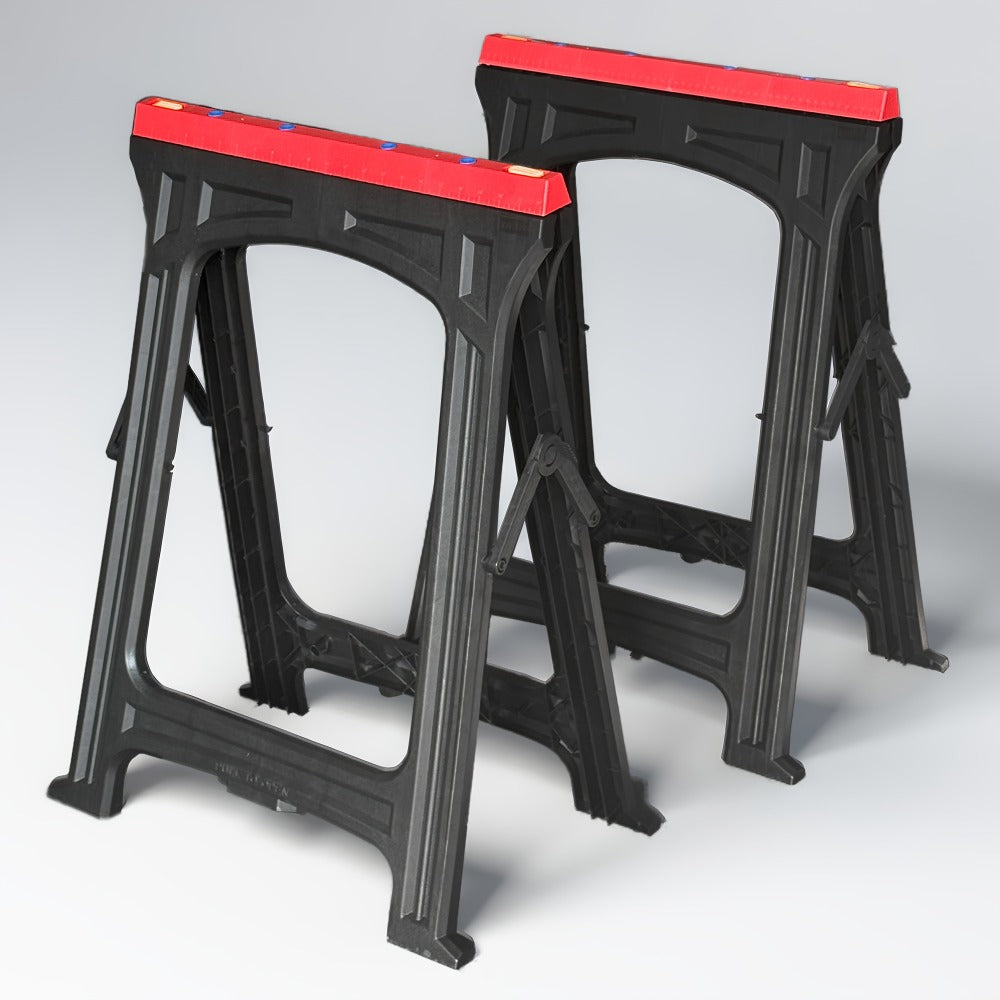 Folding Sawhorse 2 Pack Portable Work Support Horses Foldable Steel Saw Horse Set with Legs for Workshop Garage DIY Projects