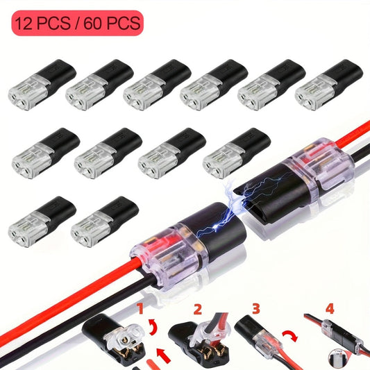 Two-Pin Quick-Connect LED Wire Terminal Set in 12- or 72-Piece Options for Low-Voltage Wiring