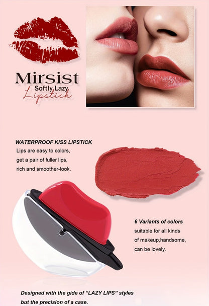 Lipstick Set, Mirsist 6-Piece Lip-Shaped Color Collection with Three Numbered Shade-Group Options
