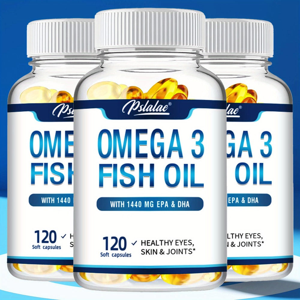 Triple Strength Omega-3 Fish Oil Softgels 120 Capsules with High-Potency EPA & DHA, Heart, Brain