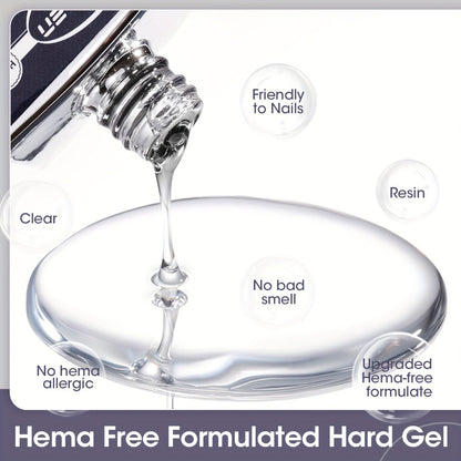 Clear Builder Gel HEMA-Free 5-in-1 2pcs 1.35oz – Nail Extension Strengthener Apex Construction Art Sealing & Repair | Soak-Off UV LED 28+
