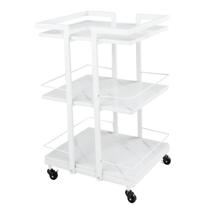 Three-Shelf Rolling Salon Trolley with Side Handles, Locking Casters and Four Color Configurations