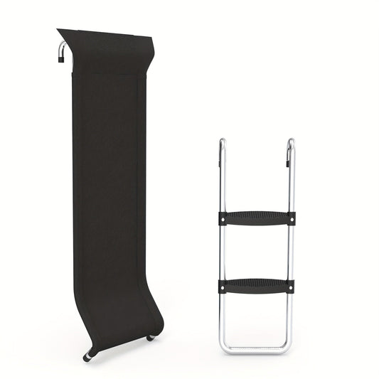 Trampoline Ladder and Slide Kit with Two-Step U-Hook Ladder, Black Slide and Pictured Mounting Hardware