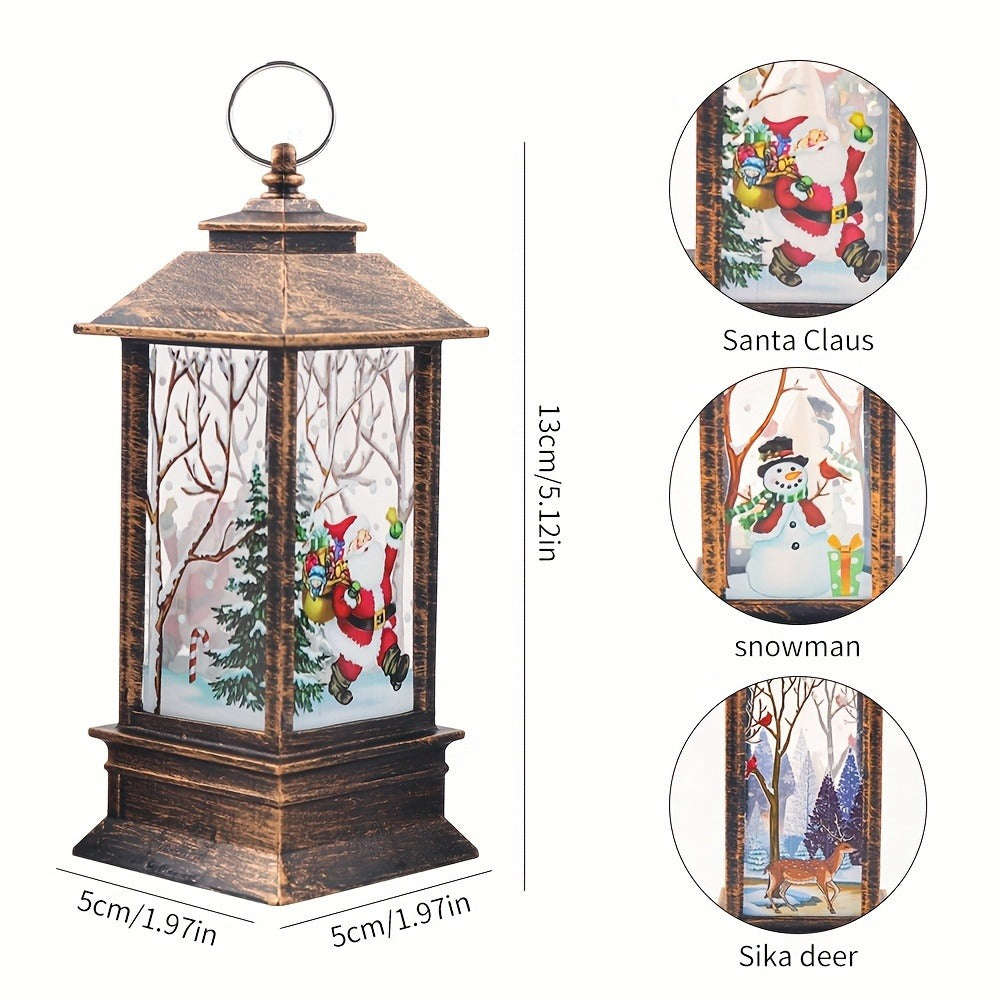 Christmas Lantern Candlestick Nightlight Set 3pcs, Santa Snowman LED Table Decoration Light Battery Operated Holiday Home Decor