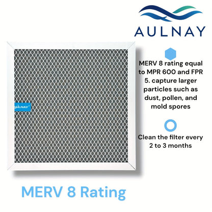 Electrostatic HVAC Air Filter MERV 8 Lifetime Reusable, 6-Layer Filtration MPR 600 FPR 5, Increases Airflow
