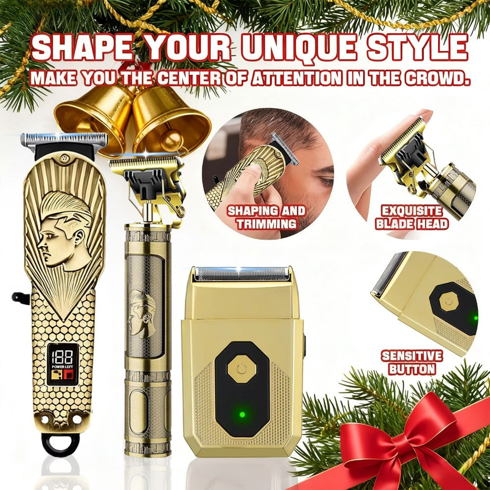 USB Precision Hair Clipper Set for Men, Wireless Electric Clippers & Nose Trimmer Shaver for Everyday Face, Beard and Body Grooming