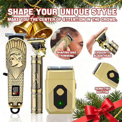 USB Precision Hair Clipper Set for Men, Wireless Electric Clippers & Nose Trimmer Shaver for Everyday Face, Beard and Body Grooming
