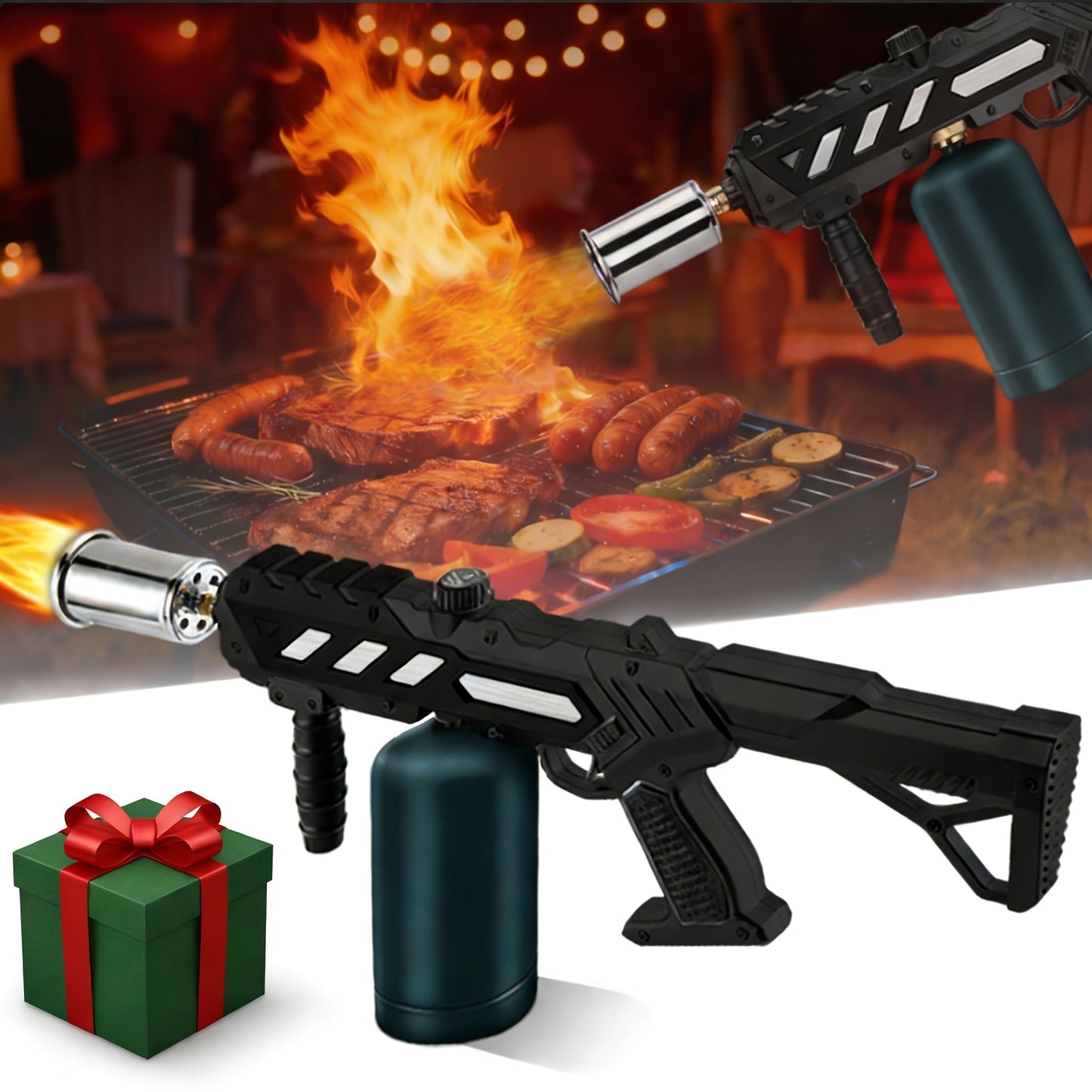 Detachable-Body Propane Torch Gun with Adjustable Flame and Black or Gold-Silvery Finish Choices
