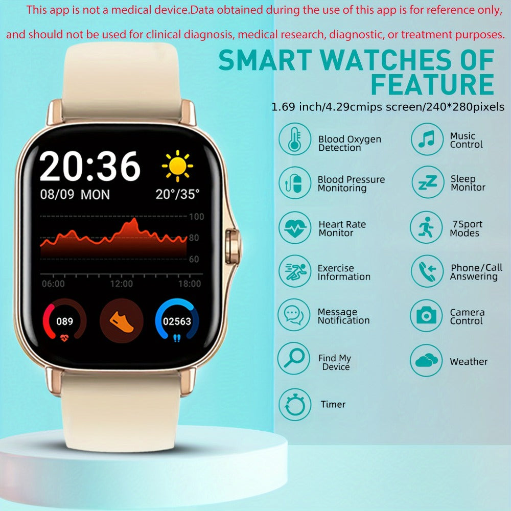 Smartwatch with Pedometer, Calorie & Distance Tracker, Customizable Watch Faces, Call & SMS Alerts, Multi-Sport Modes – Unisex Android