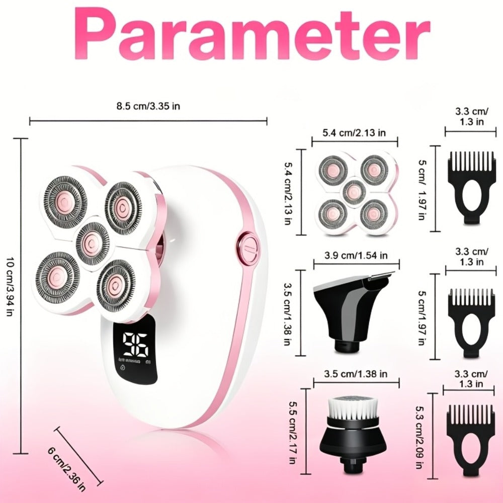 Electric Shaver IPX6 Floating Rotary Head with Type-C Charging, LED Display and Five Listed Set or Head Options
