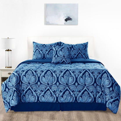 5-Piece Comforter Set, Down Alternative Reversible Quilted Bedding with Bed Skirt & Pillow Shams