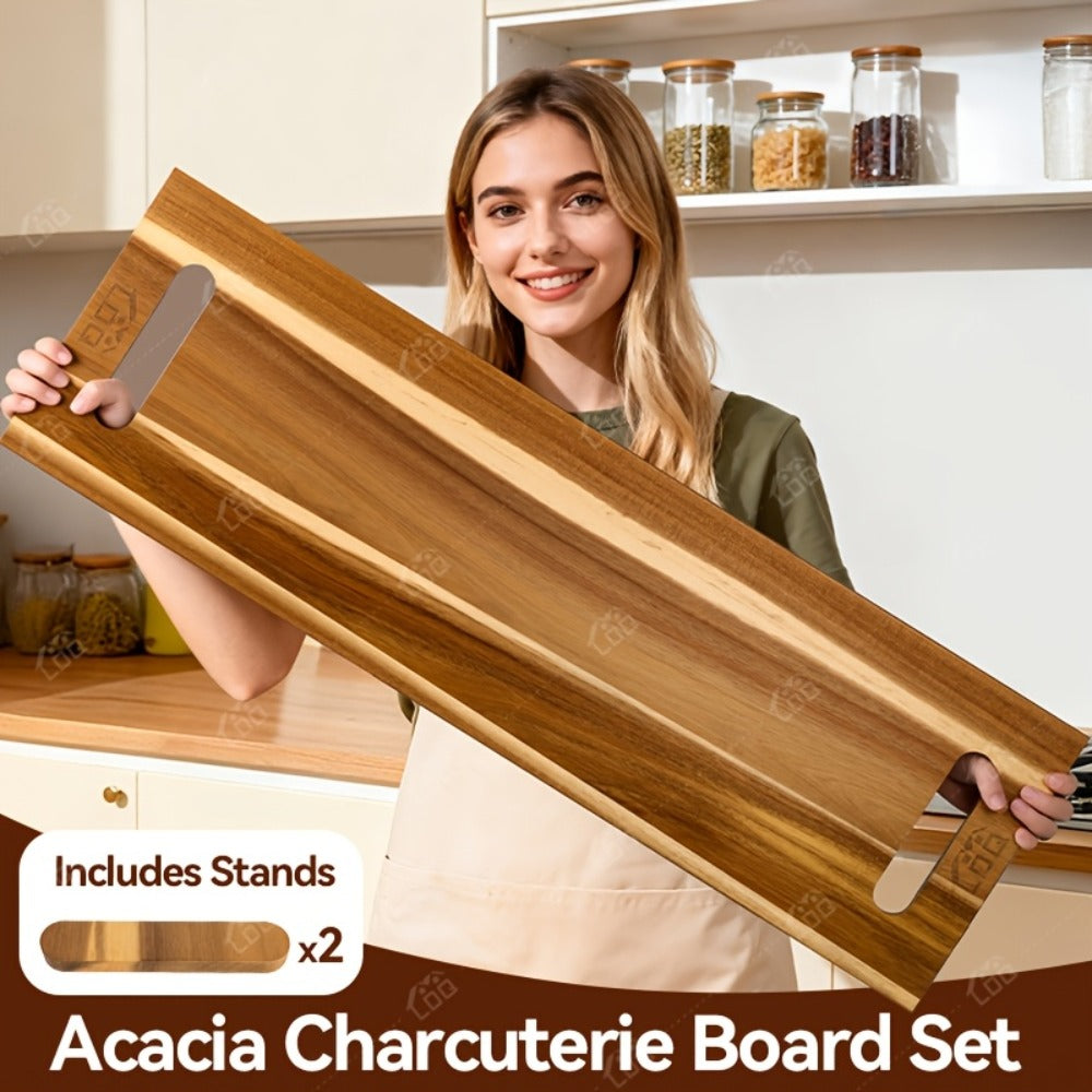 Charcuterie Board Extra Large 36x12 Inch Acacia Wood Cutting Board with Handles 3FT Rectangular Cheese Serving Platter Oversized Grazing