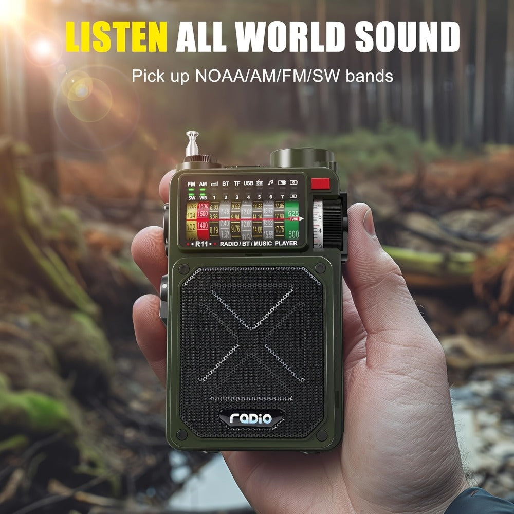Digital Shortwave Emergency Radio 4000mAh Solar Hand Crank, AM/FM/SW/NOAA Weather Alert, 5W Speaker