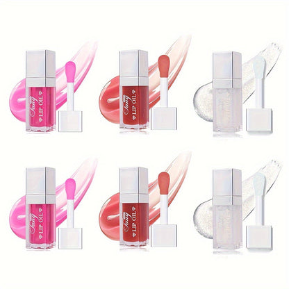 Plumping Lip Gloss Oil Set 3pcs 6pcs Transparent Glow Lip Plumper – High-Shine Glossy Finish in Berry Coral Pink Red