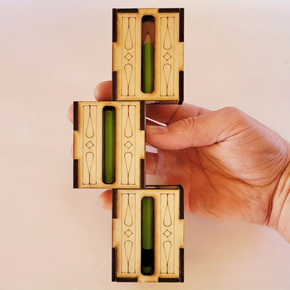 Wooden Magic Trick Set 4-Piece Kit, STEM Magic Puzzles with Sword Finger, Coin & Key Penetration