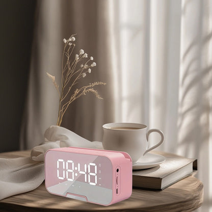 Portable Bluetooth Speaker with LED Mirror Display, Wireless Mic, FM, TF and Alarm in Three Colors