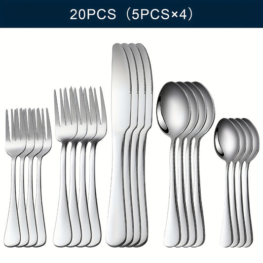 20-, 24-, 30- or 65-Piece Flatware Set in Silver or Black with Option-Specific Serving Utensils