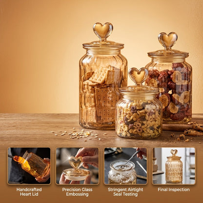 Airtight Glass Food Storage Jars with Clamp Lids 4-Set, 21.98oz & 47.34oz Clear Kitchen Canisters for Sugar