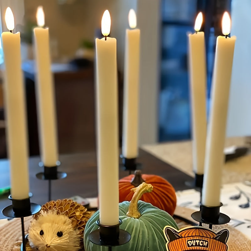 Flameless Taper Candles with Remote 6 Pack LED Flickering Battery Operated Electric Fake Window Candles 3D Black Wick for Dining Table