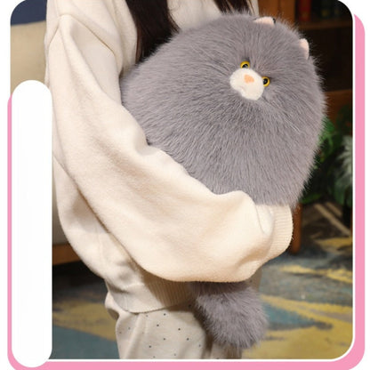Silly Cat Plush Pillow Long Hair Stuffed Cat Hug Pillow for Sleep Comforting Plush Cat Throw for Entryways, Bedrooms and Living Spaces