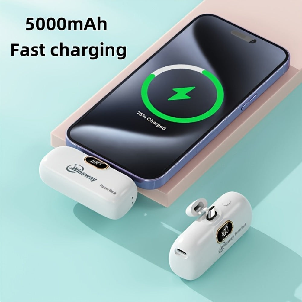 Winsway 5000mAh Mini Portable Charger Type-C Metal Plug with LED LCD Display for an Everyday Personal Care Routine