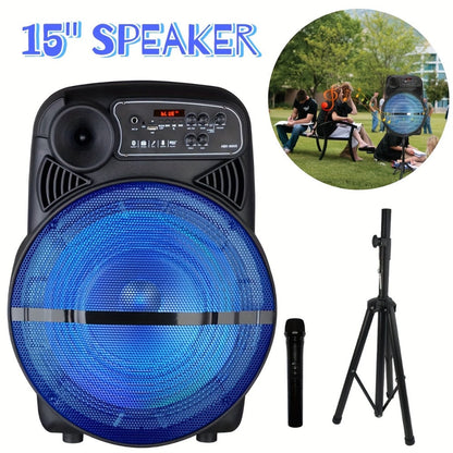 1100W Party Speaker with 7-Mode LED Lighting & Microphone, Portable Wireless Subwoofer, 8-Inch Bass Driver